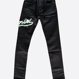 Amiri Black & White Filigree Logo Jeans
